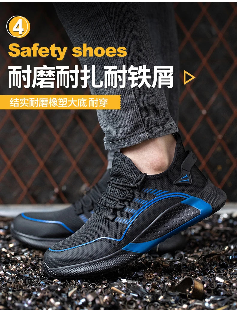 2024 Lightweight  Safety Shoes Men For Work Breathable Sports Safety Toe Shoes Work Boots Anti-Smashing Women