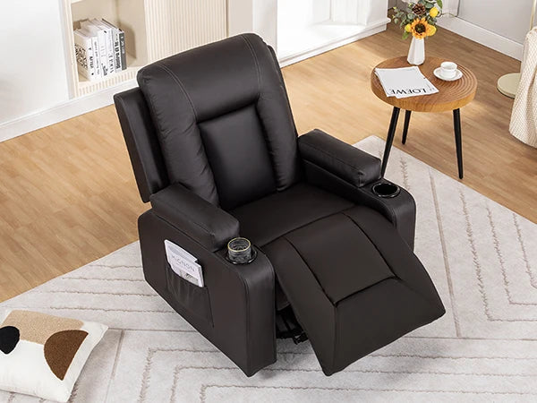 COMHOMA Recliner TV Armchair with Reclining and Footrest, Thick Backrest and Armrests, 360° Swivel