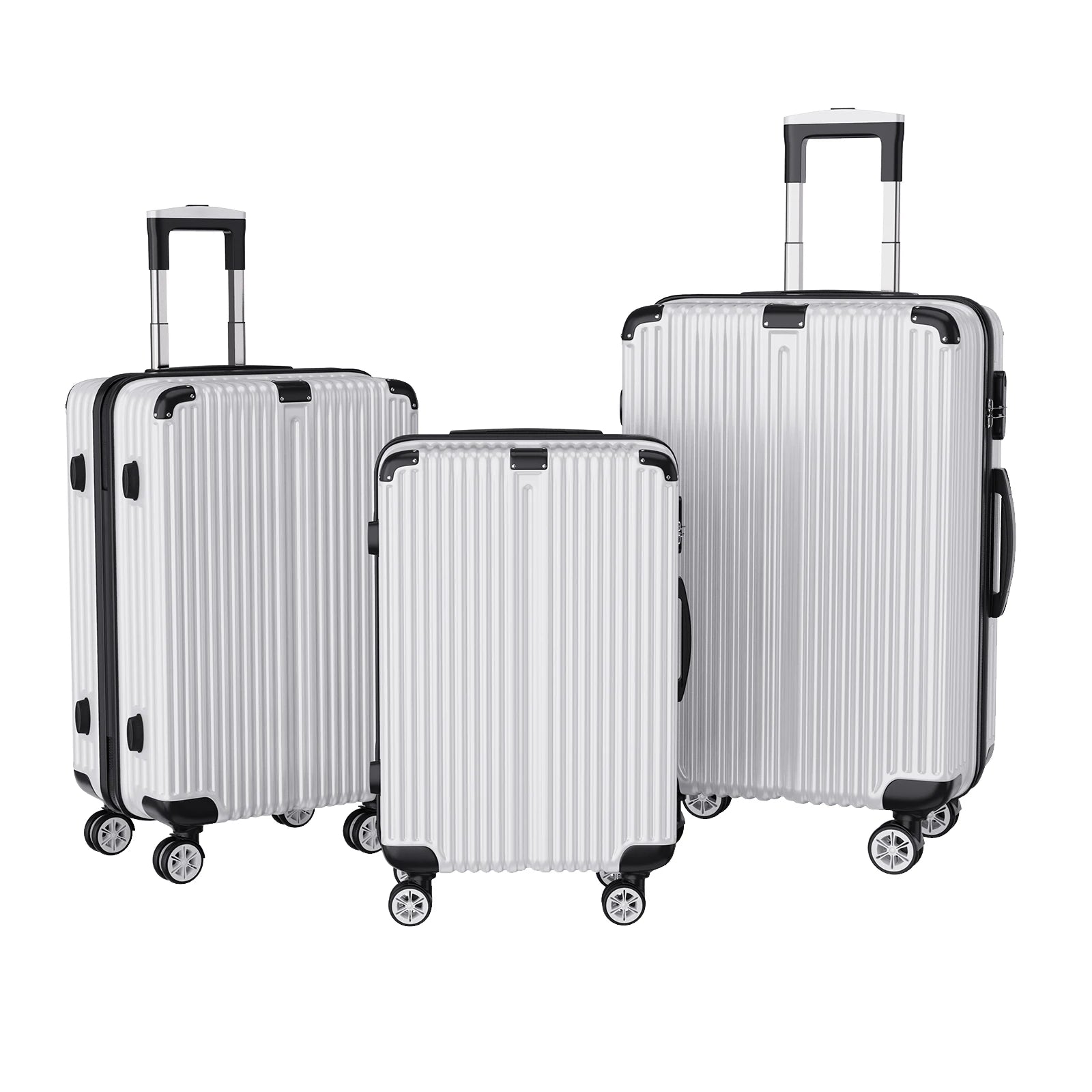 Anajqaqia 3 Pieces Suitcase Set, Hard-Shell Luggage Set Made of ABS, with  Combination Lock Hand and Telescopic Handle, Black