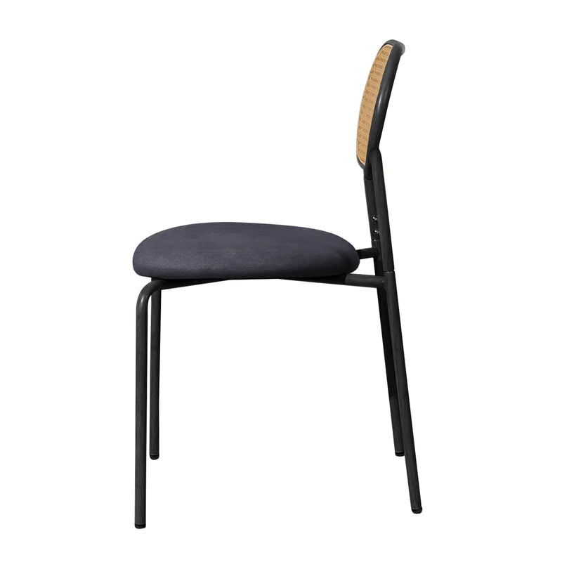 Set of 2 Rattan Dining Room Chairs, Upholstered Chair with Adjustable Metal Legs, Dressing Table Chair, Living Room Chair