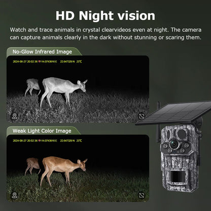 INQMEGA4G 2K 5MP PIR Motion Activated  Trigger Time Night Vision IP66 Hunting Trail Wildlife Battery Solar Camera Forest