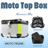 65/55/45L Aluminum Silvery Motorcycle Top Box Waterproof Rear Luggage Case Motorbike Trunk Tail Helmet Box Quick Release Toolbox