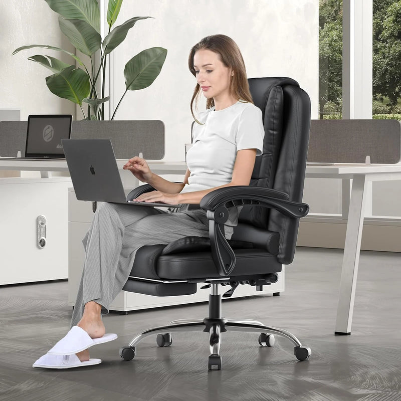 Naspaluro Executive Office Chair with Footrest High Back Desk Chair Ergonomic Recliner Computer Chair Gaming Chairs for Home