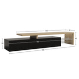 ROSAHQNDA Modern TV Cabinet, LED Stylish Living Room Furniture, Practical Storage Space, High-Gloss, Glass Shelves, 200x42x39cm