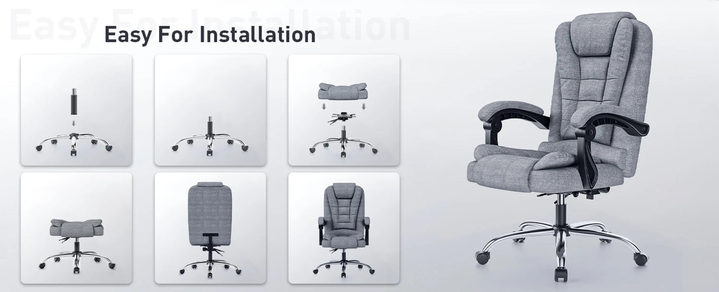 Naspaluro Ergonomic Office Chair Desk Chair with High Backrest PU Leather Swivel Chair Deck Chair Gaming Chair for Office Home