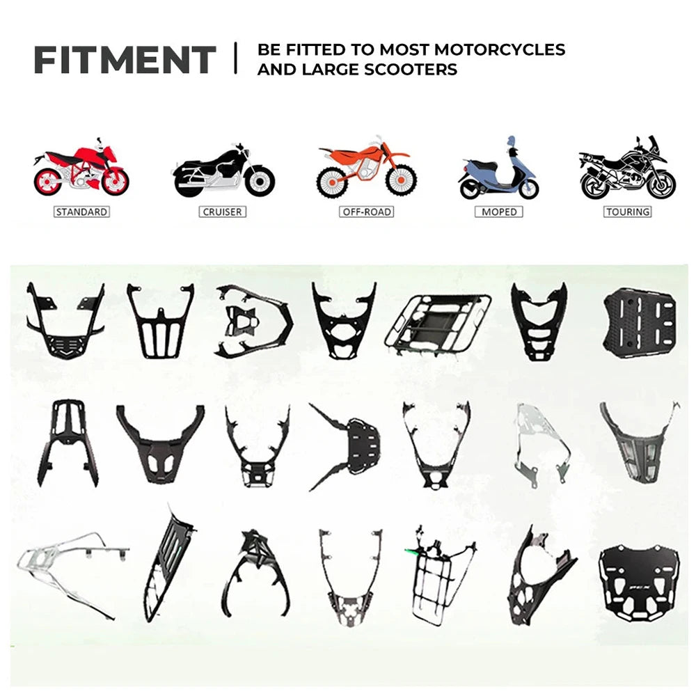 65L Universal Motorcycle Aluminum Rear Trunk Luggage Case Waterproof Tail ToolBox Storage Box with 2 Keys Reflective Sticker