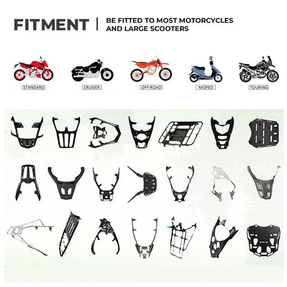 65L Universal Motorcycle Aluminum Rear Trunk Luggage Case Waterproof Tail ToolBox Storage Box with 2 Keys Reflective Sticker