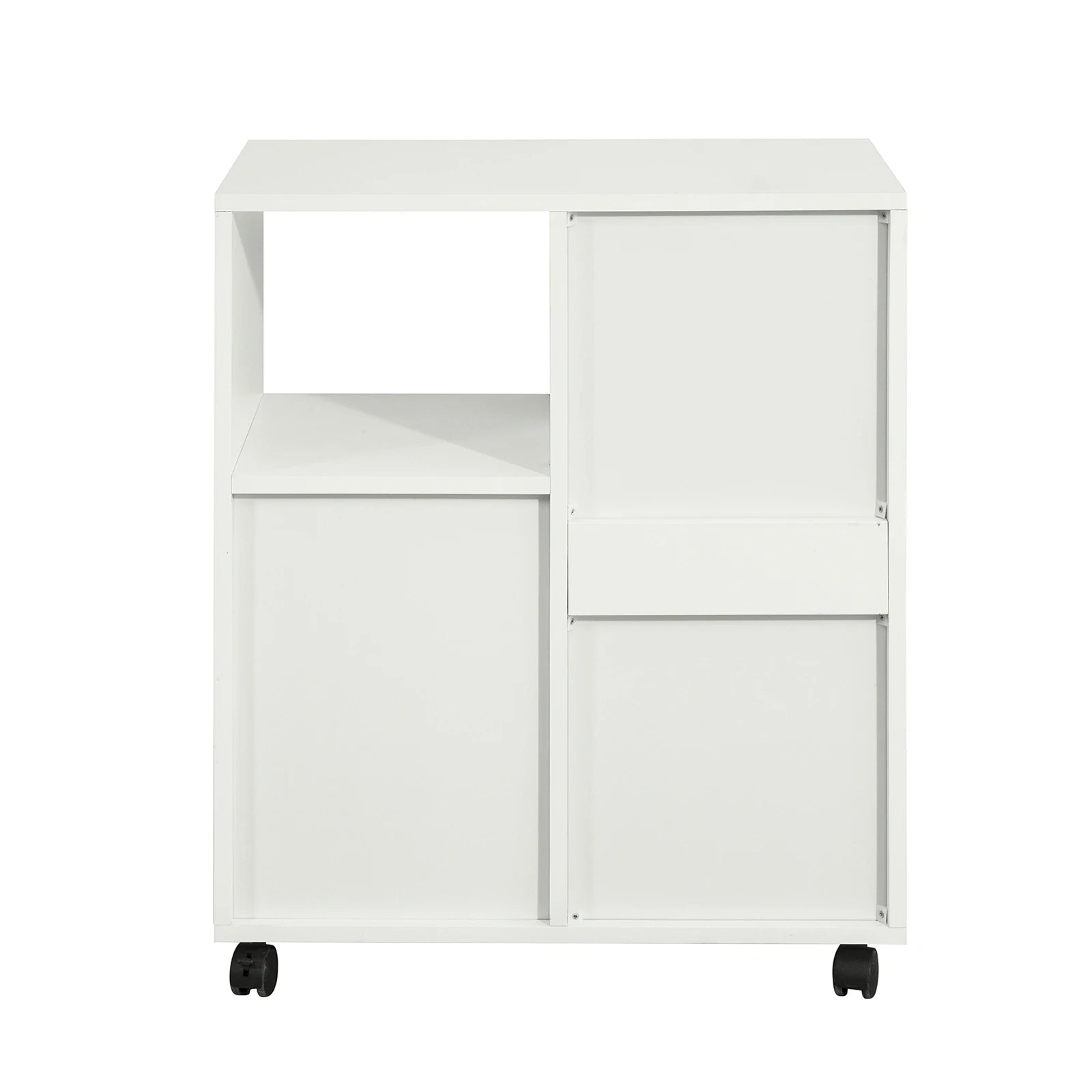 SoBuy FBT105-W printer table with 2 drawers and 1 door files wardrobe roll container office cart side trolley office container White