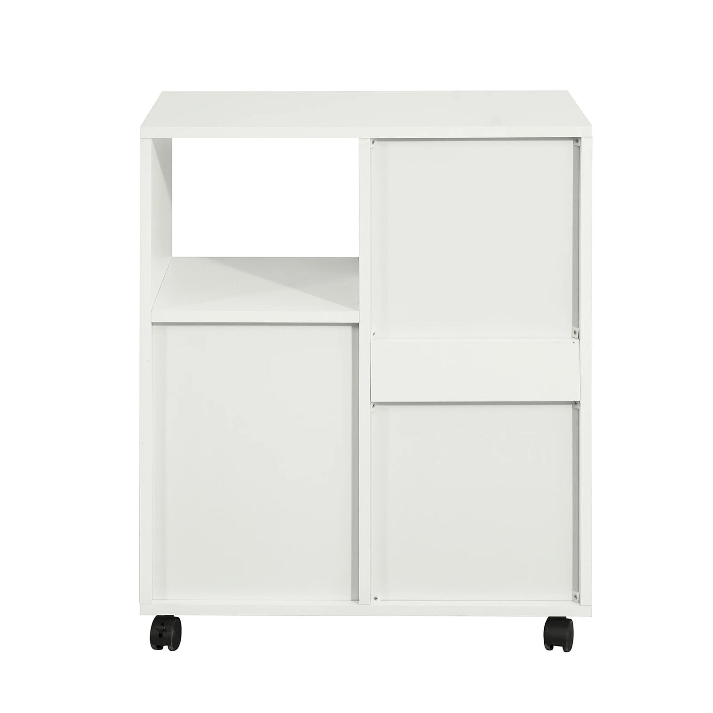 SoBuy FBT105-W printer table with 2 drawers and 1 door files wardrobe roll container office cart side trolley office container White