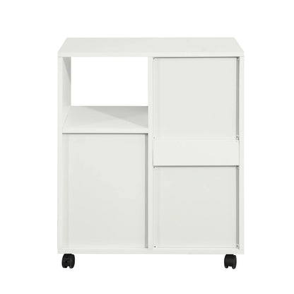 SoBuy FBT105-W printer table with 2 drawers and 1 door files wardrobe roll container office cart side trolley office container White