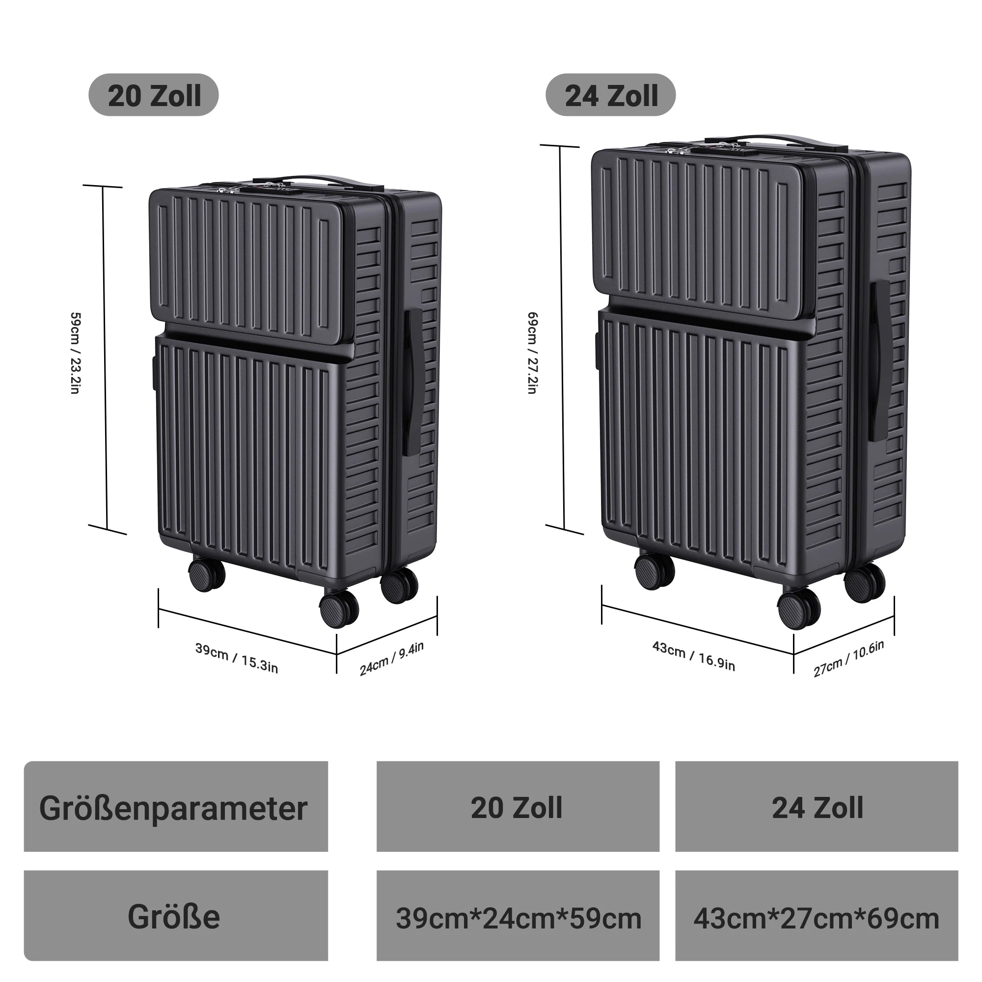 Rosahqnda 3-Piece Trolley Suitcase Set 4 Universal wheels Lock Case ABS Hard Sleeve Travel storage