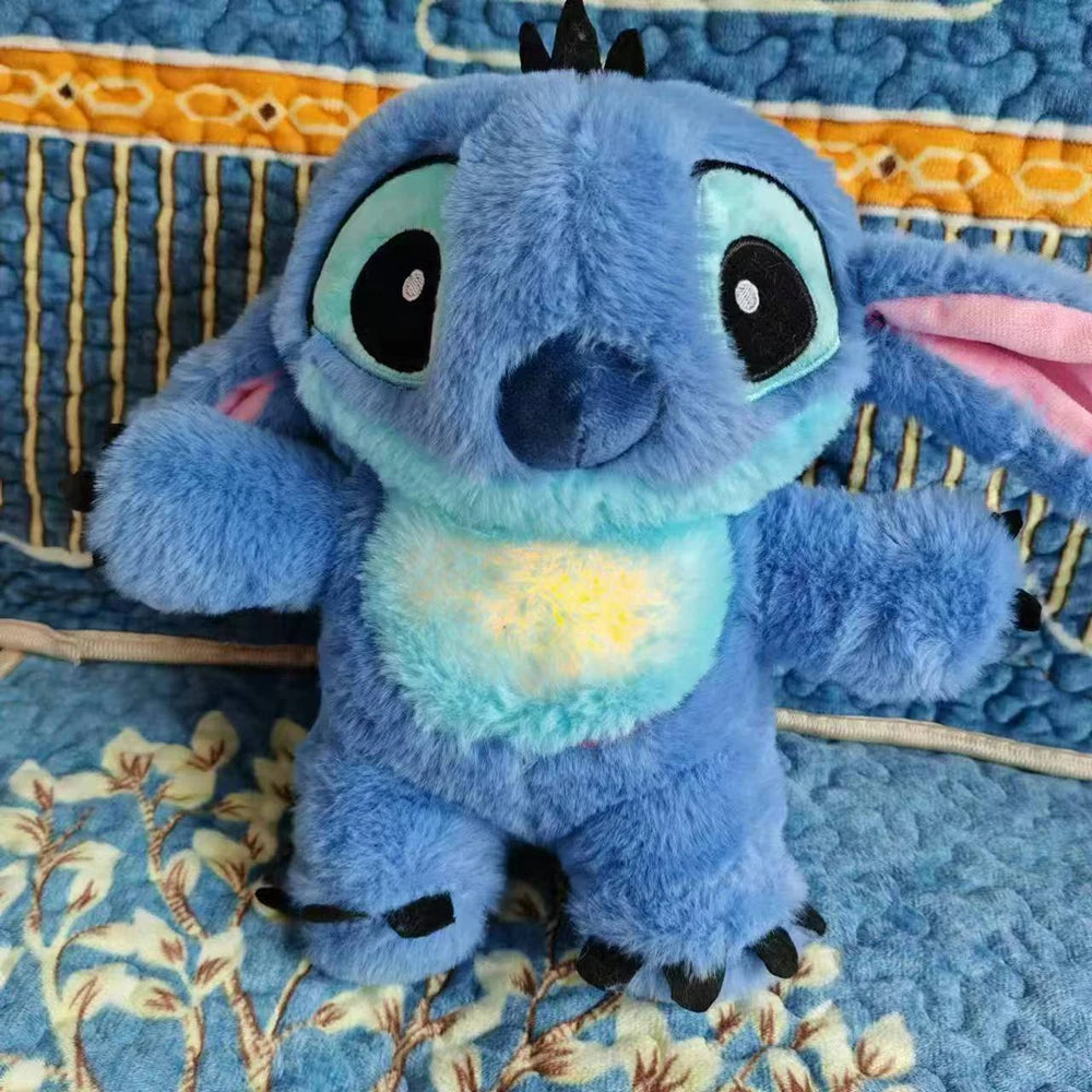 Muñeco de peluche Kawaii Stitch, compañero de sueño para bebé, sonido relajante, musical, kawaii, con bolsa de aire y luz, muñeco que respira, juguetes de regalo.