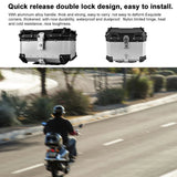 65L Universal Motorcycle Aluminum Rear Trunk Luggage Case Waterproof Tail ToolBox Storage Box with 2 Keys Reflective Sticker