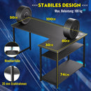 COMHOMA Desk Gaming table with Shelf, corner desk with USB charging port and socket, 120cm computer table L shape PC