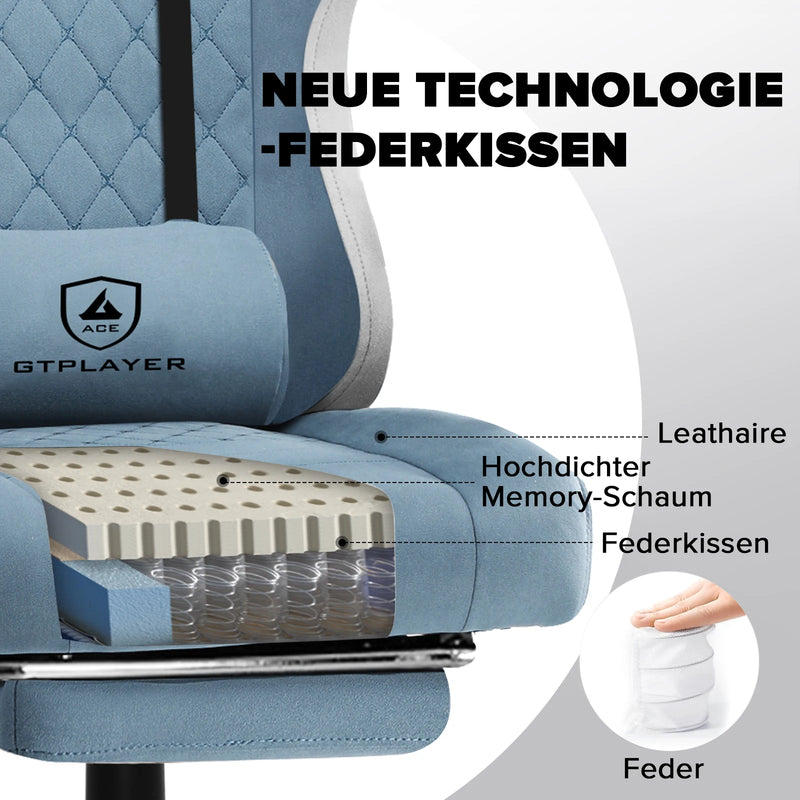 GTPLAYER Gaming Chair, Computer Office Chair with Pocket Spring Cushion, Linkage Armrests and Footrest, High Back Ergonomic Comp