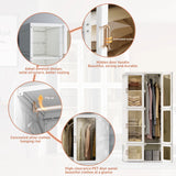 Anajqaqia 69x50x170cm Foldable Closet Wardrobe with 6 Cubes and 1 Hanging Rail, Multi-Purpose Cabinet with Magnetic Doors, PP