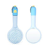 Cute Cartoon Dinosaur Hair Brush Set Detangling Mini Brush Set Travel Protable Comb Folding Mirror for Child Baby Girls Boys