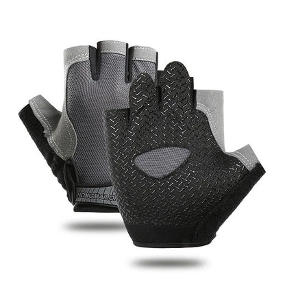 Guantes antideslizantes de medio dedo para hombre y mujer, con mancuernas, transpirables, elásticos, resistentes a los golpes, para ejercicio, deportes, ciclismo y bicicleta. 