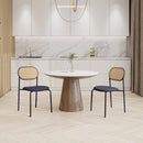 Set of 2 Rattan Dining Room Chairs, Upholstered Chair with Adjustable Metal Legs, Dressing Table Chair, Living Room Chair