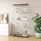 Rosahqnda glass cabinet with 4 shelves, 8 storage compartments with doors, toy storage cabinet, display case, bookshelf