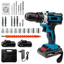 21V Cordless Electric Impact Drill Screwdriver 1600rpm High Speed Drills Rechargeable 32 Torque Household Drill Power DIY Tools