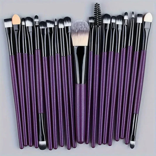 Juego de 20 brochas de maquillaje, delineador, difuminador, para mejillas, ojos, base cosmética, juego de brochas de maquillaje