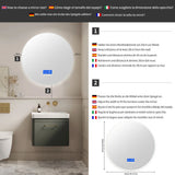 Anajqaqia 100x100cm Bathroom Mirror with LED Lighting, with 3 Adjustable Brightnesses, Temperature Display and Anti-Fog, Round