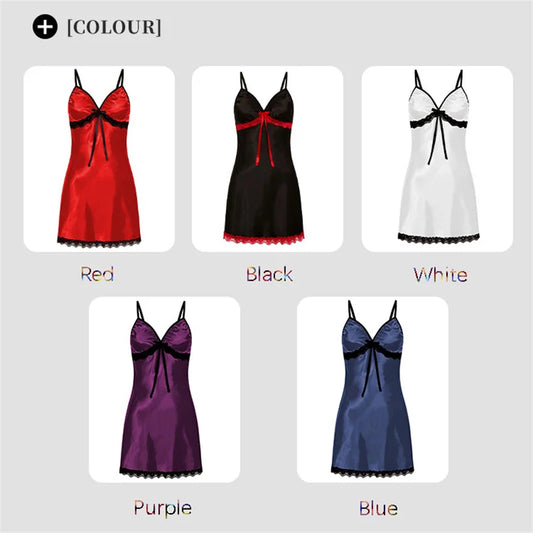 Pijama sexy para mujer, camisón de encaje con tirantes de talla grande, sin mangas, con cuello en V, multicolor opcional.