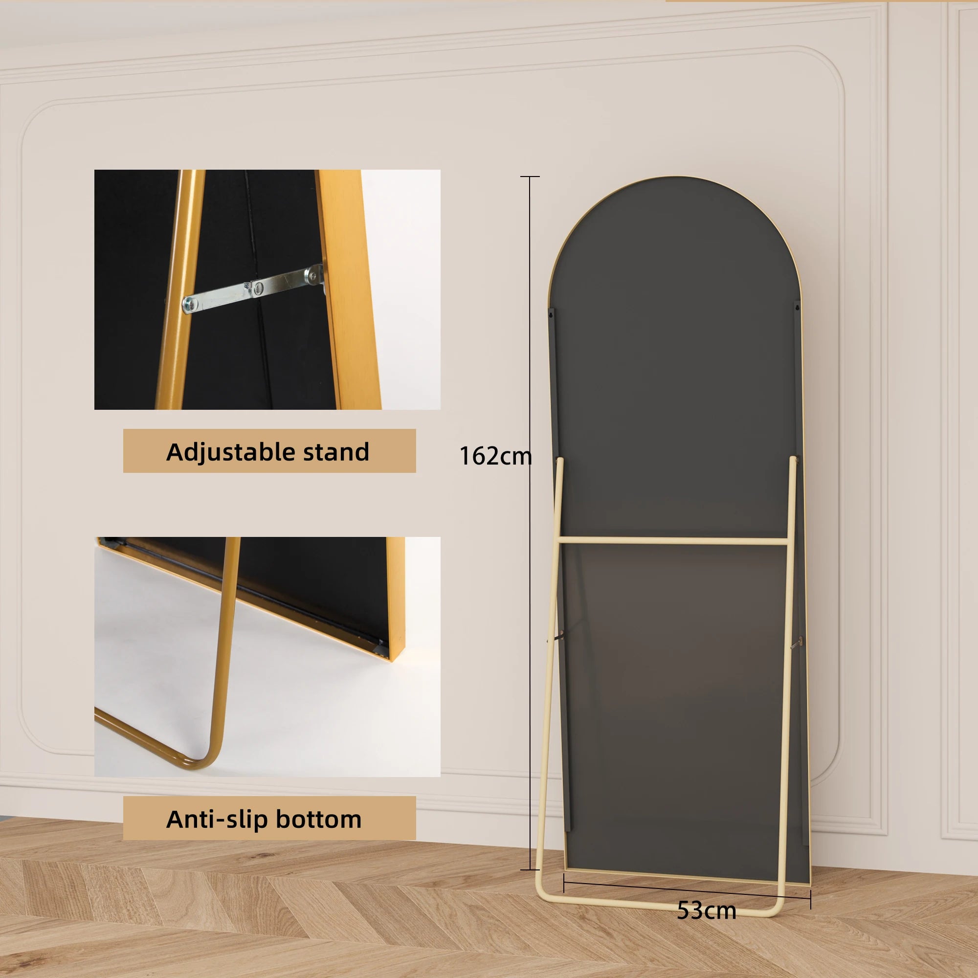 Anajqaqia 162×53cm Full Body Mirror, Curved Standing Mirror, Floor Mirror with Tempered Glass and Aluminum Alloy Frame