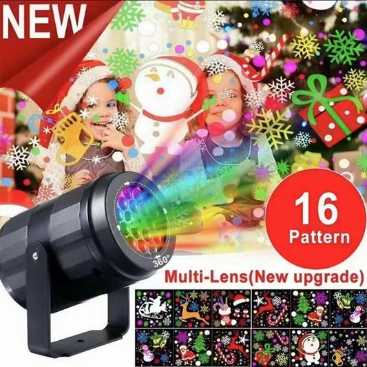 USB Powered Rotating Projetor De Natal Padrão Floco De Neve, Luzes LED Do Palco, Iluminação Noturna Ao Ar Livre, Decoração De Natal, 1Pc