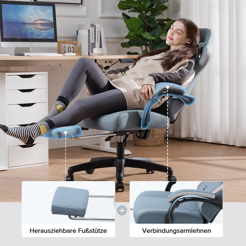 GTPLAYER Gaming Chair, Computer Office Chair with Pocket Spring Cushion, Linkage Armrests and Footrest, High Back Ergonomic Comp