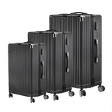Anajqaqia 3-Piece Travel Suitcase Set with Wheels and Lock, Hard-Shell Trolley, Telescopic Handle, M, L, XL, Silvery