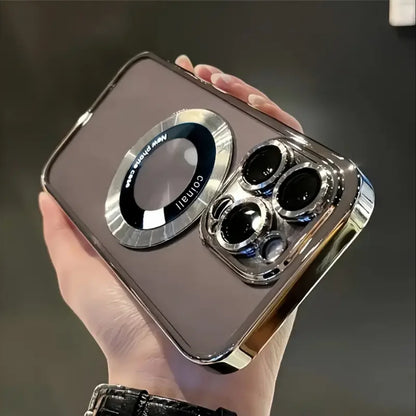 Nueva funda magnética transparente de lujo con carga inalámbrica para iPhone 16/15/14/13/12/11 Pro Max Plus con protector de lente a prueba de golpes