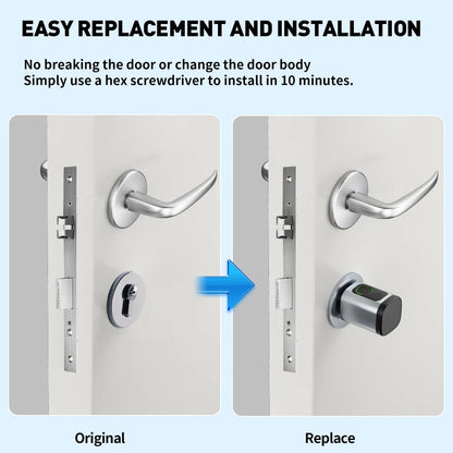 RAYKUBE V1 Adjustable TT Lock/ Tuya Bluetooth Smart Fingerprint Digital Cylinder Lock with APP/Password/RFID Card/Key  unlock