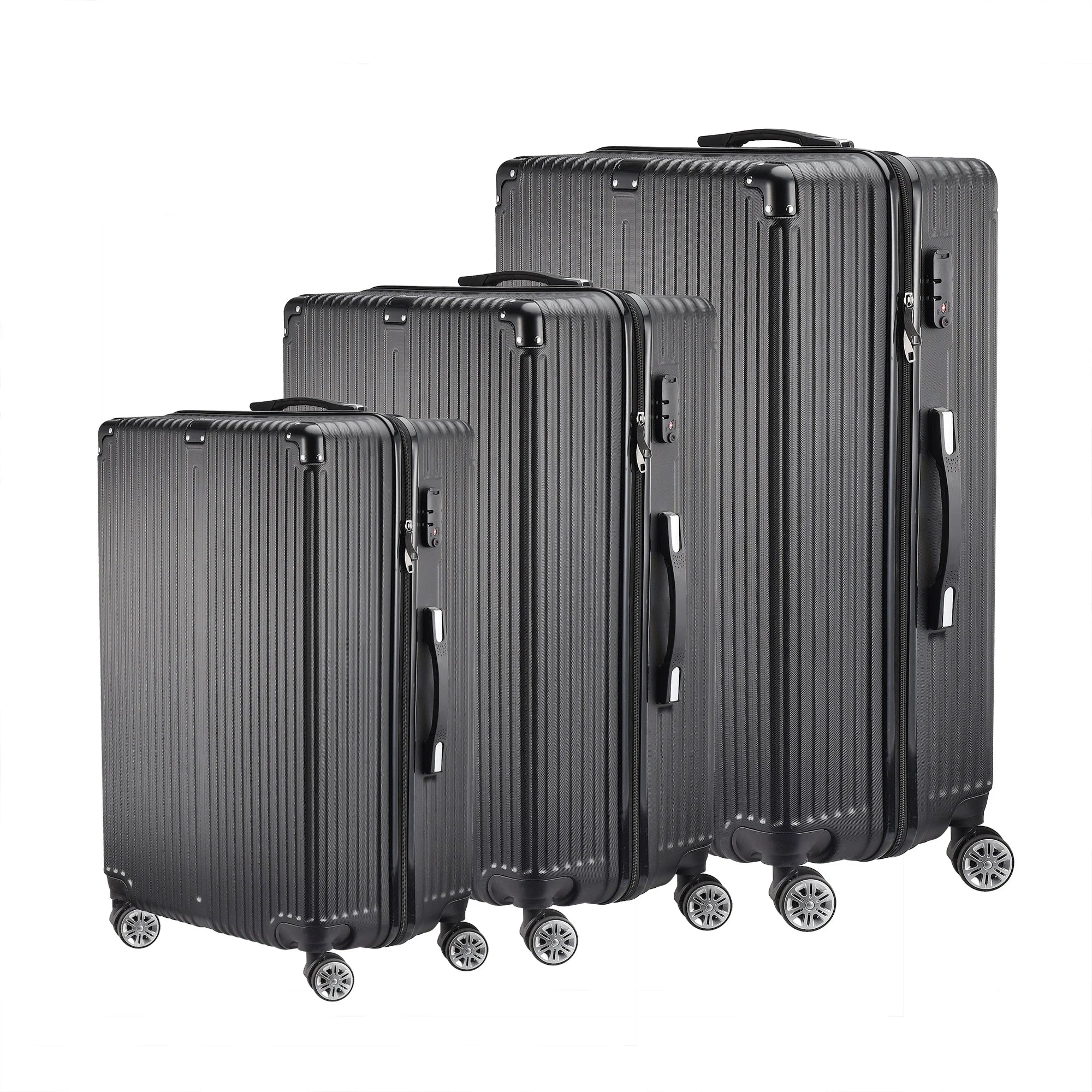 Rosahqnda 3-Piece Trolley Suitcase Set 4 Universal wheels Lock Case ABS Hard Sleeve Travel storage