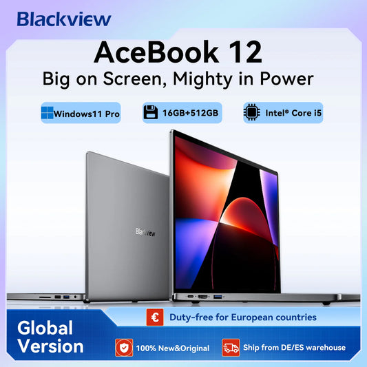 Blackview Laptop Acebook 12, Laptop 16 Inch, 16GB DDR4, 512GB SSD, Windows 11 Pro, Intel Core i5-1030NG7, 57Wh Battery,Notebook