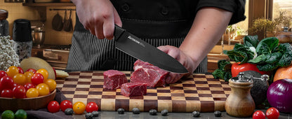 15PCS/ Astercook Knife Set with Sharpener Block - German Stainless Steel, Dishwasher Safe Kitchen Knife with Built-in Sharpener