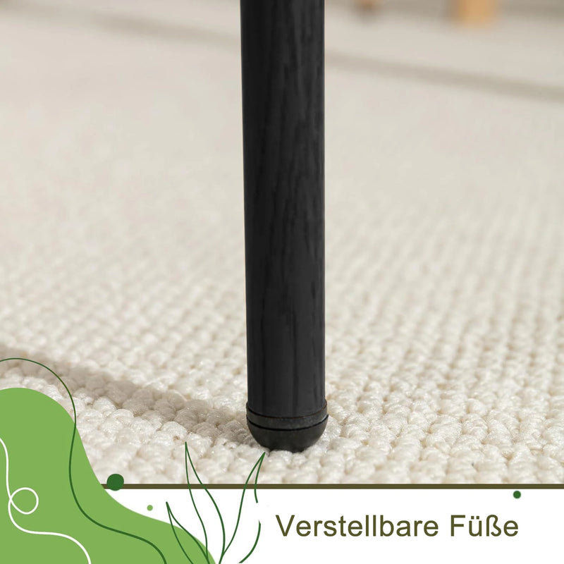 Set of 2 Rattan Dining Room Chairs, Upholstered Chair with Adjustable Metal Legs, Dressing Table Chair, Living Room Chair