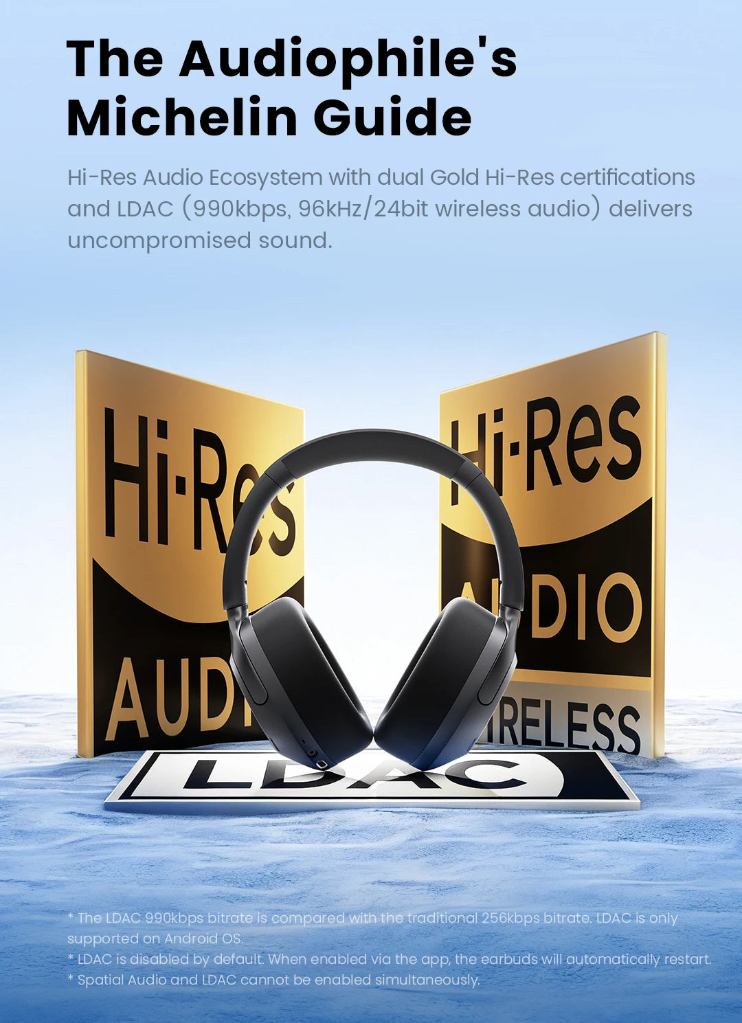 Fone de Ouvido Sem Fio HAYLOU S40 ANC com Cancelamento de Ruído de 50dB, Áudio Espacial 3D Hi-Res, LDAC, Bluetooth 6.0 e Design Over-Ear