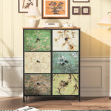 Rosahqnda chest of drawers with drawers Bohemian dressing table with wooden panel, fabric drawers, metal frame, fabric chest of drawers