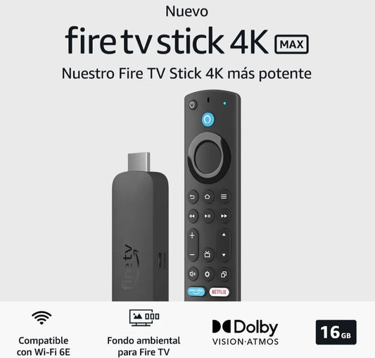 New Fire TV Stick 4K Max-with Wi-Fi 6E, Dolby Vision, 16GB ROM, Dolby Atmos and HDR10 + (new)