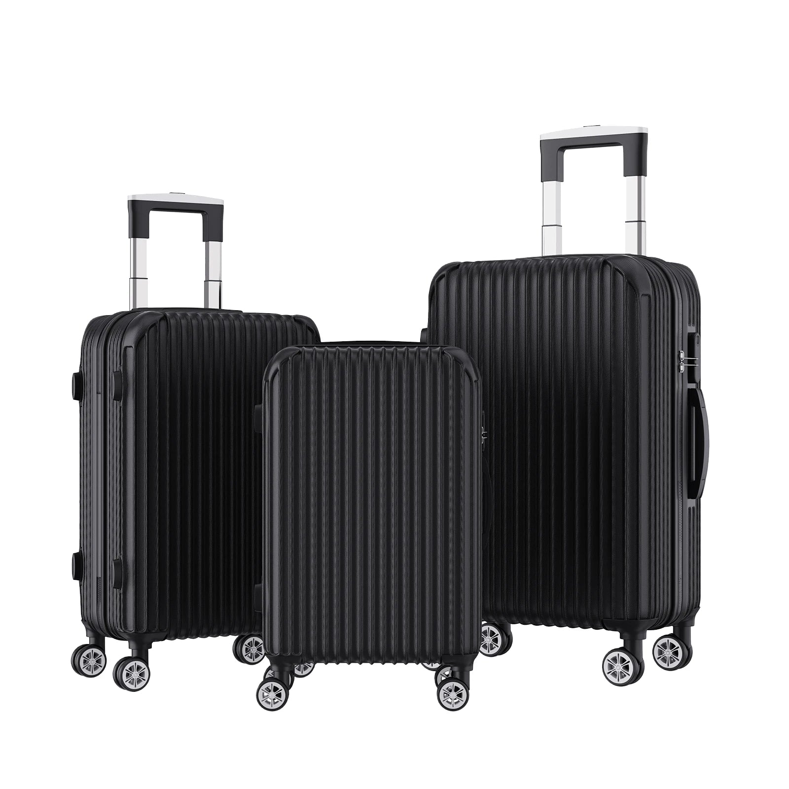 Anajqaqia 3 Pieces Suitcase Set, Hard-Shell Luggage Set Made of ABS, with  Combination Lock Hand and Telescopic Handle, Black