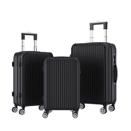 Anajqaqia 3 Pieces Suitcase Set, Hard-Shell Luggage Set Made of ABS, with  Combination Lock Hand and Telescopic Handle, Black
