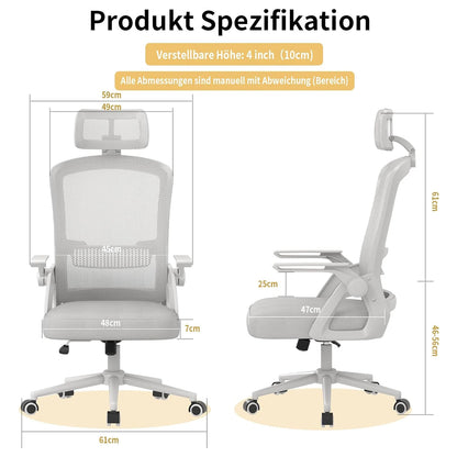Naspaluro Ergonomic Office Chair Desk Chair with Headrest Breathable Mesh Cover Lumbar Support Computer Chair 360 ° Swivel Chair