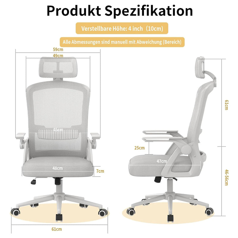 Naspaluro Ergonomic Office Chair Desk Chair with Headrest Breathable Mesh Cover Lumbar Support Computer Chair 360 ° Swivel Chair
