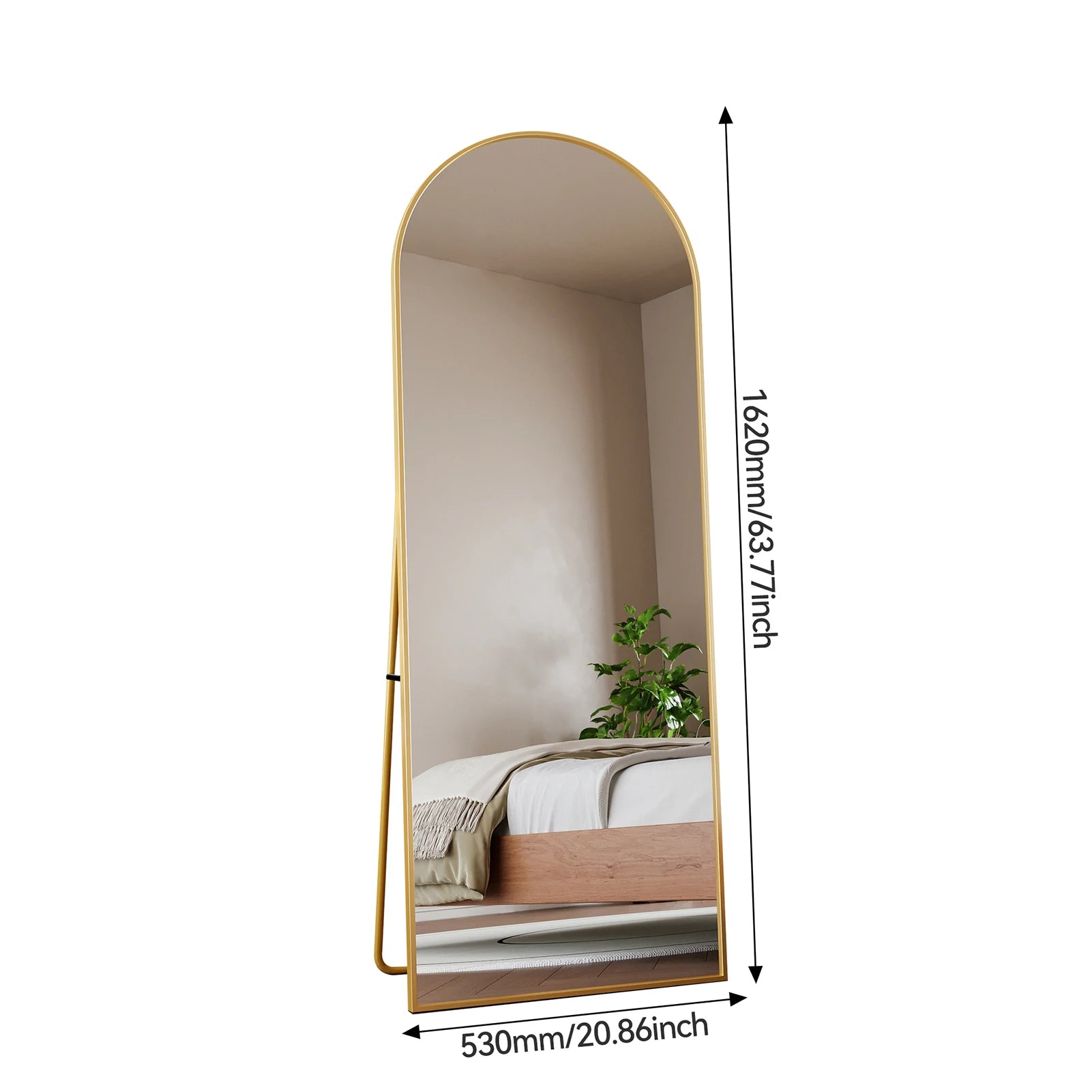 Anajqaqia 162×53cm Full Body Mirror, Curved Standing Mirror, Floor Mirror with Tempered Glass and Aluminum Alloy Frame