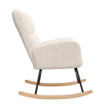 Anajqaqia Rocking Chair, Armchair, Upholstered Swing Chair with High Backrest, for Living Room Bedroom Balcony, Lambswool, Beige