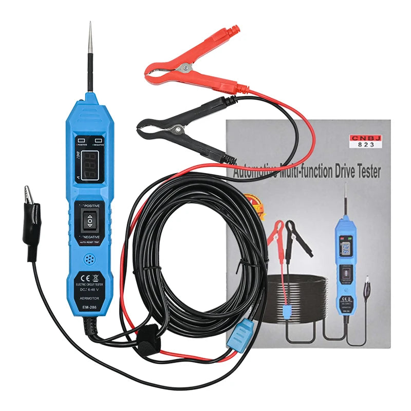 Probador de circuito eléctrico automotriz universal de 6 V-48 V, comprobador del sistema eléctrico del automóvil, kit de sonda de voltaje y potencia, pantalla digital LED.