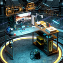 COMHOMA Desk Gaming table with Shelf, corner desk with USB charging port and socket, 120cm computer table L shape PC