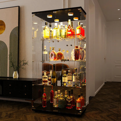 Rosahqnda glass cabinet with 4 shelves, 8 storage rooms with door, toys storage s wardrobe curio stand bookshelf